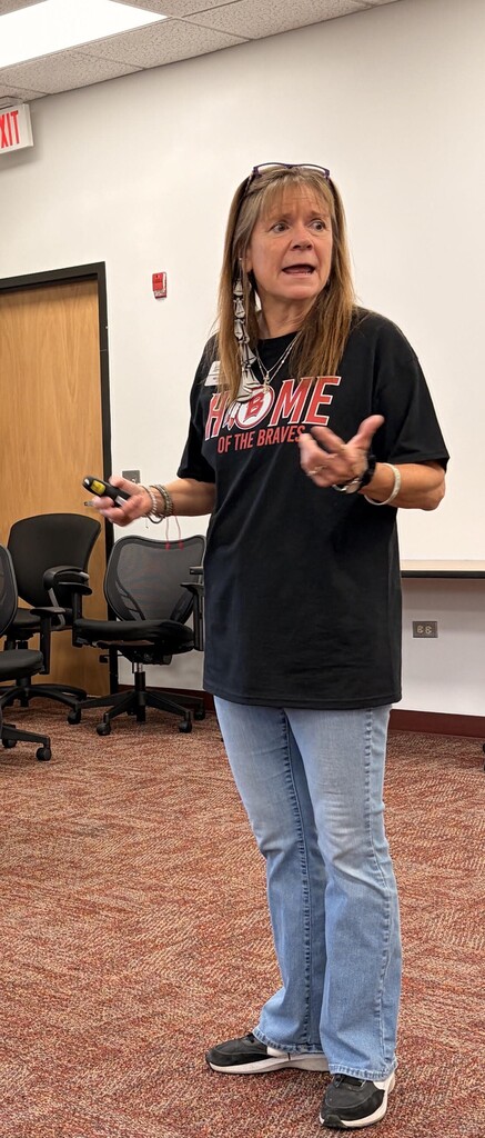 Millie Shepich leads a group of BHS students in a discussion and interactive activities about how the brain responds to difficult situations during Wellness Wednesday.