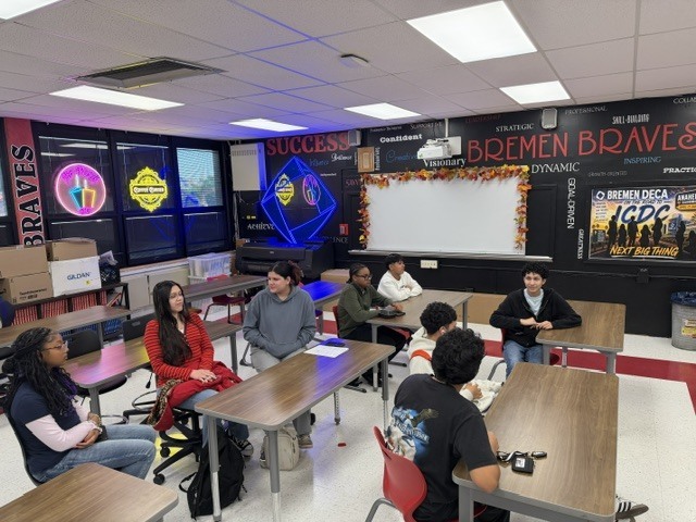 Bremen DECA Spotlight Team members gathered for their inaugural meeting to begin planning student-created content highlighting life at Bremen High School.