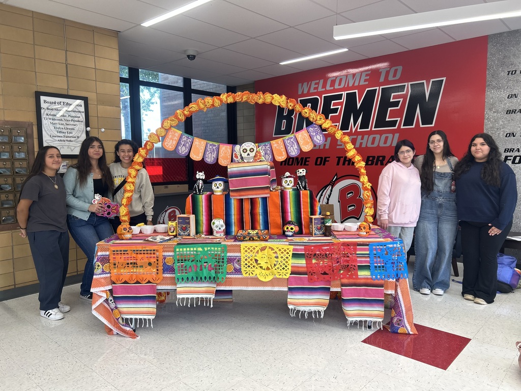 A Día de Muertos ofrenda created by Bremen’s World Language Club to honor loved ones