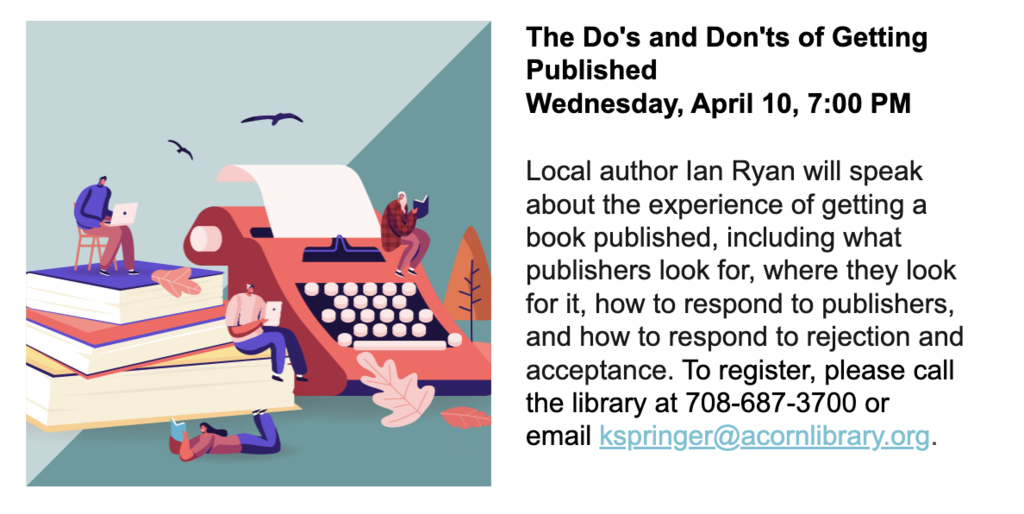 Ian Ryan is appearing at Acorn PL on Wed 4/10!