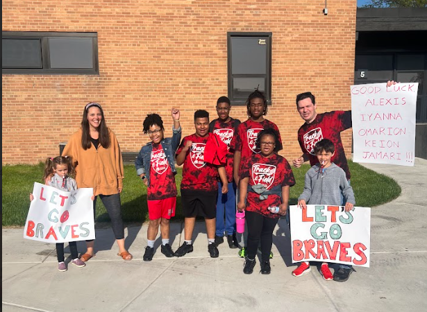Students pose before competition