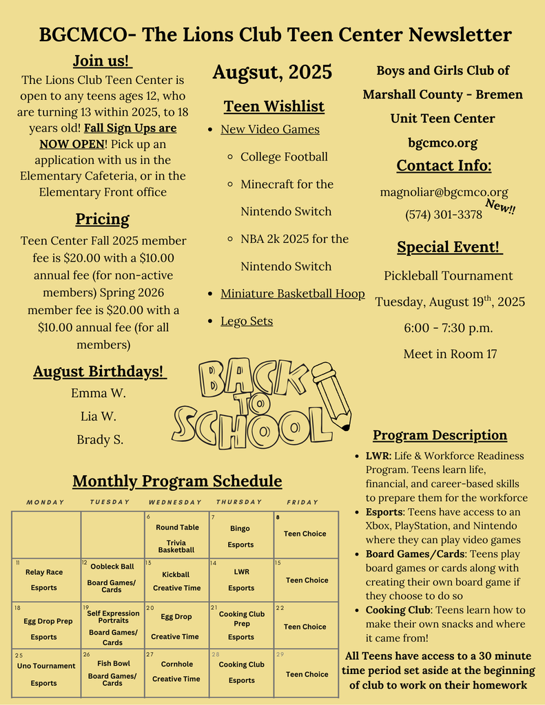 August Newsletter