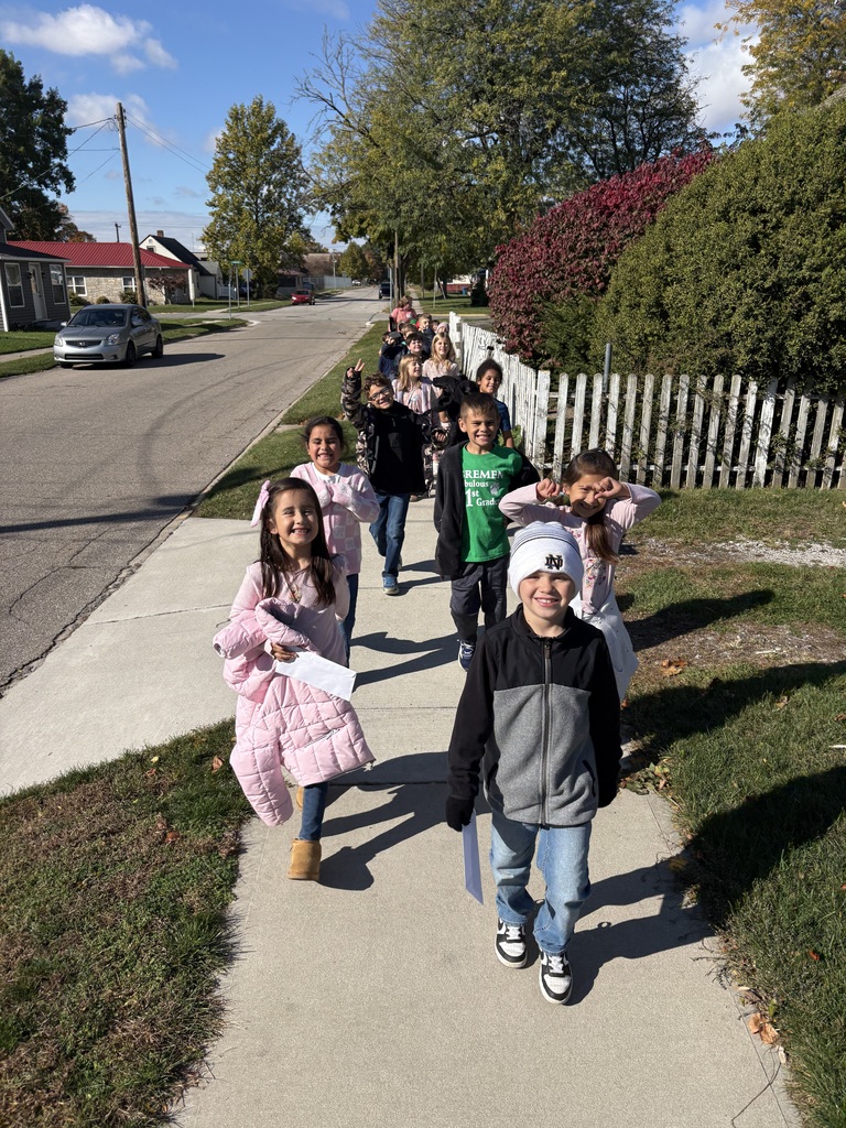 Ms. Holmes Class walking to the Post Office