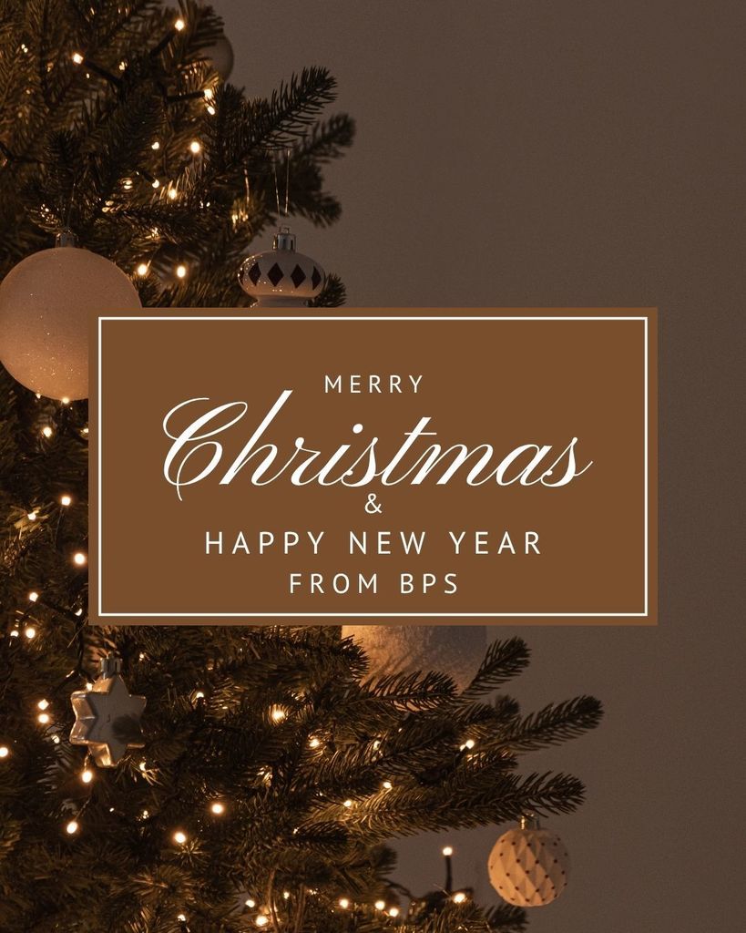 Christmas Tree Text: Merry Christmas and happy new year from BPS.