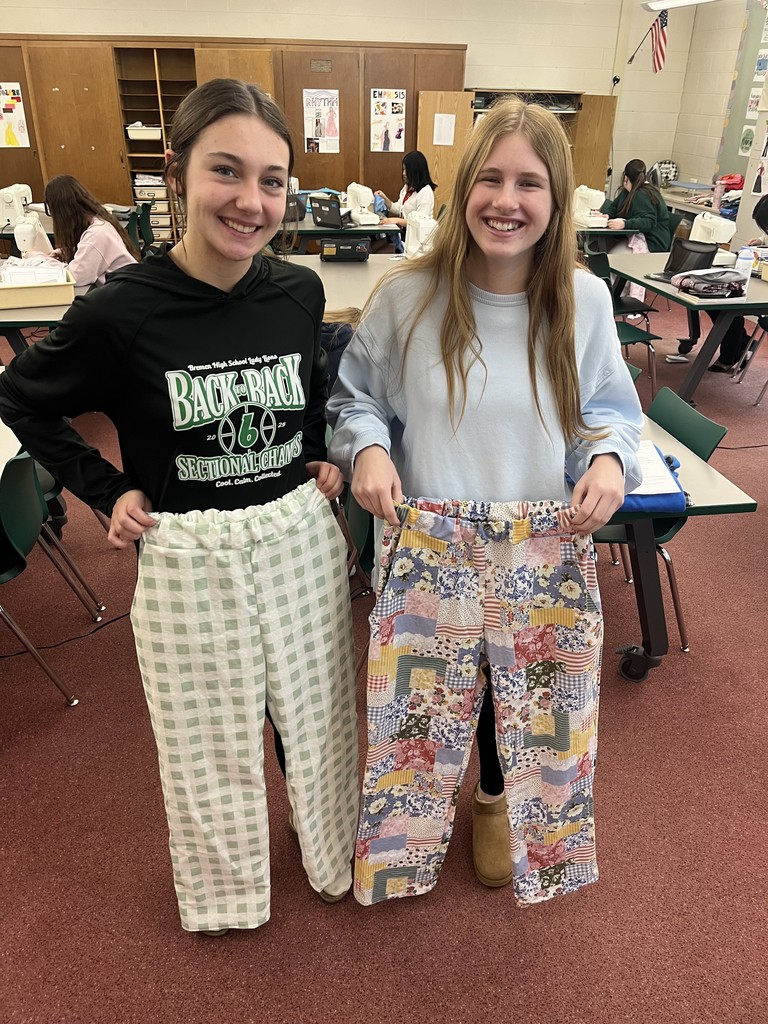 BHS Students showing off their sewing creation! PJ pants!