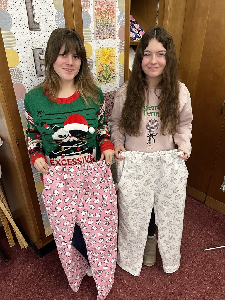 BHS Students showing off their sewing creation! PJ pants!