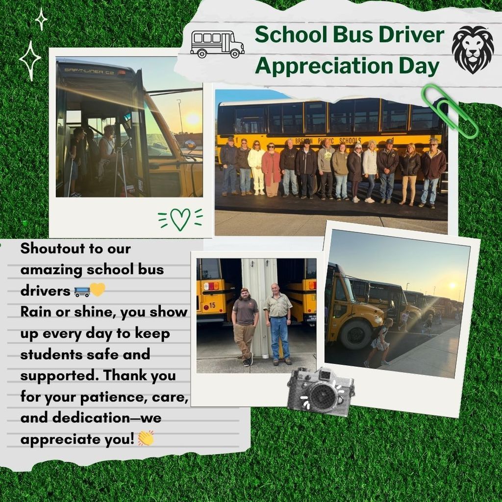 four pictures of the buses and drivers. 