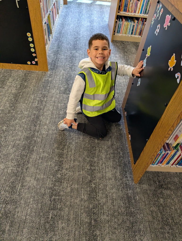 Student with a magnetic board