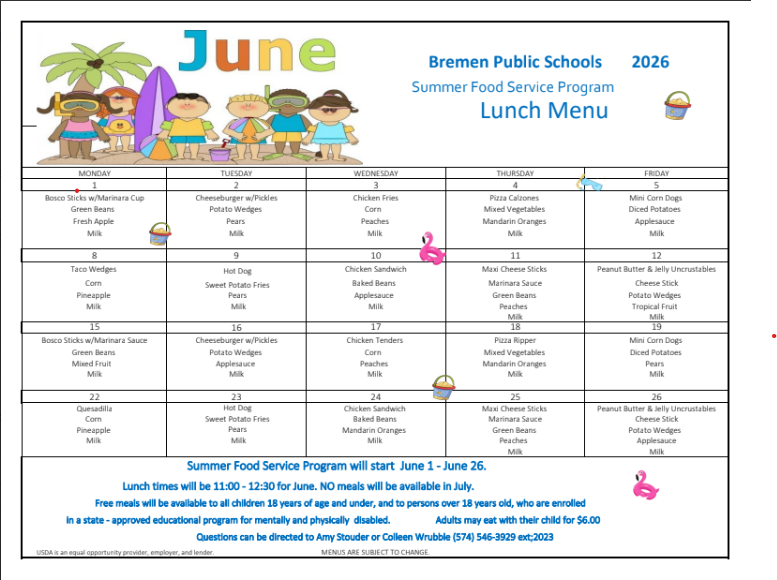 June 2026 Menu