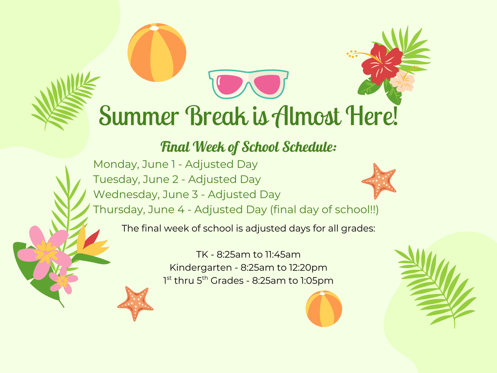 Last Week of School Schedule