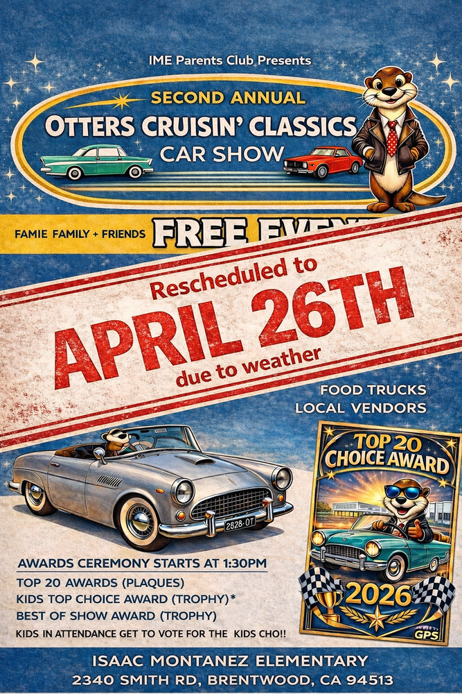 Rescheduled Car Show flyer on 4/26