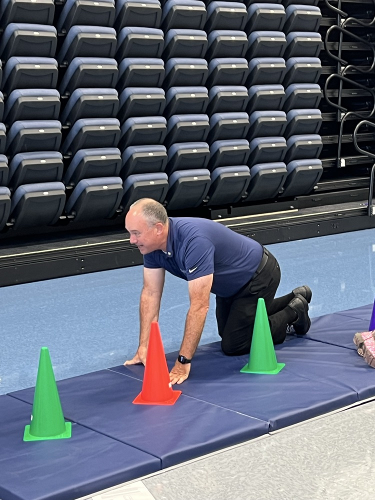 Dr. Eaton practiced his 3-legged dog balance activity  