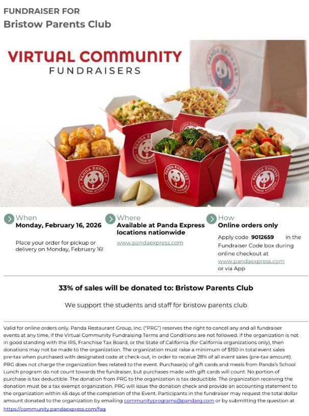 BMS PC Panda Express Fundraiser