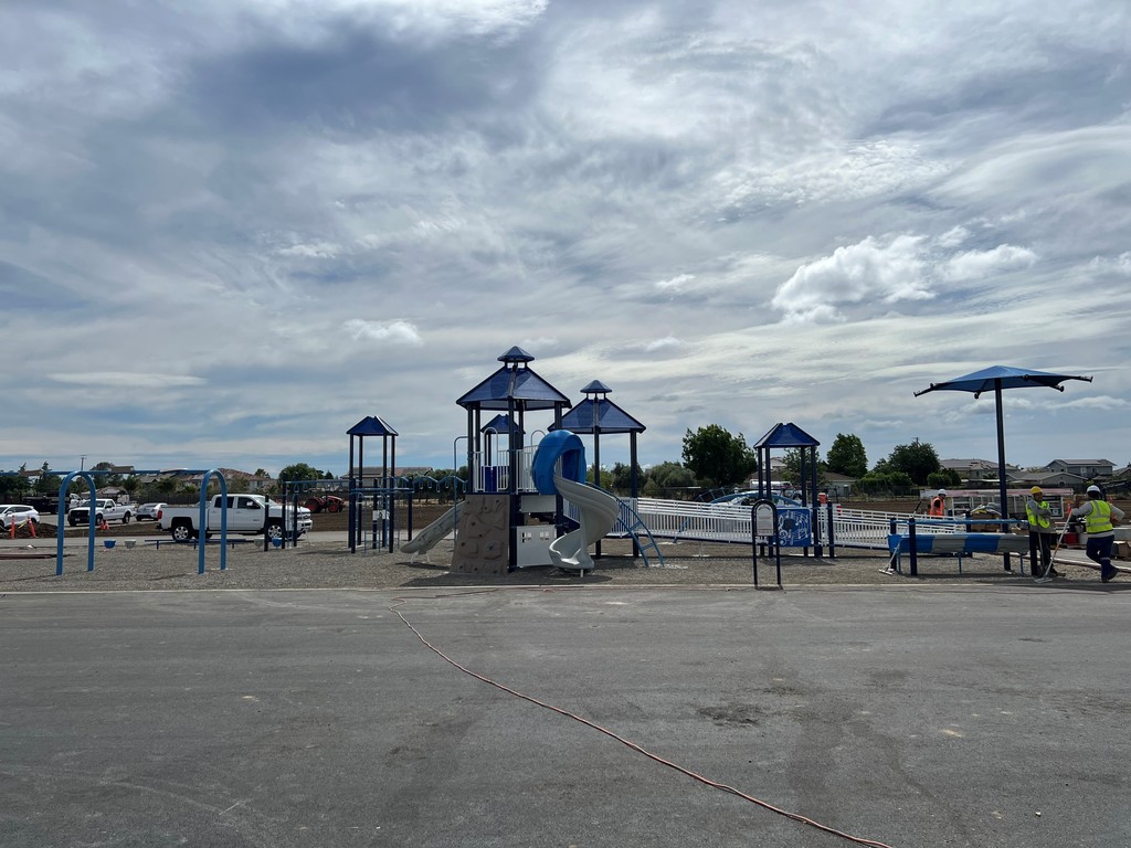 Playground in the big yard is looking good.