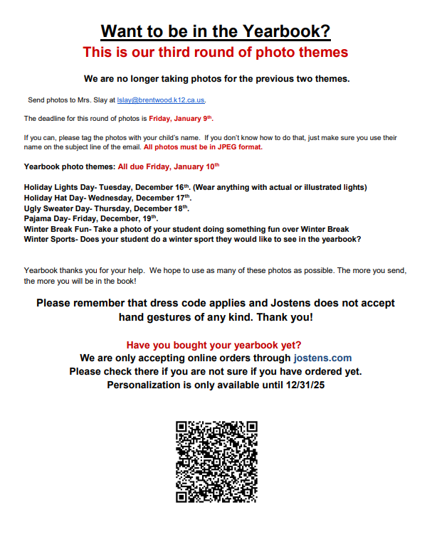 Letter requesting pictures for the yearbook