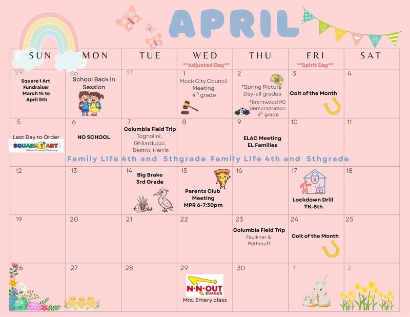 April Calendar Pioneer