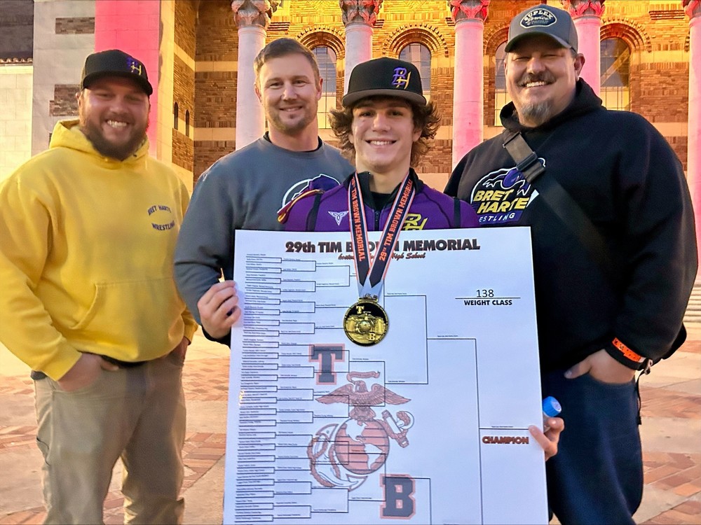 Ryan Lee with coaches at Tim Brown Memorial tourney courtesy of Janae Lee