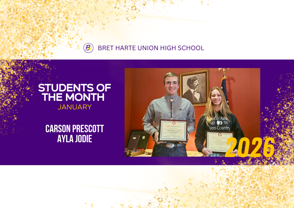 Students of the Month for January, seniors Carson Prescott and Ayla Jodie promo image
