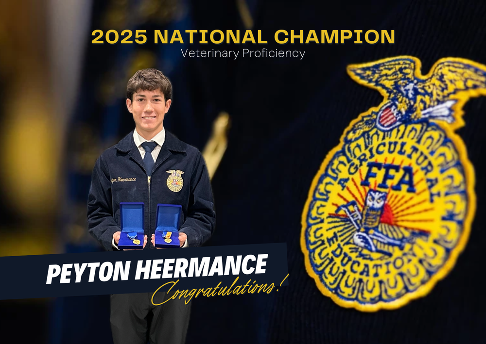 Peyton Heermance, 2025 National Champion in veterminary proficiency, promo image