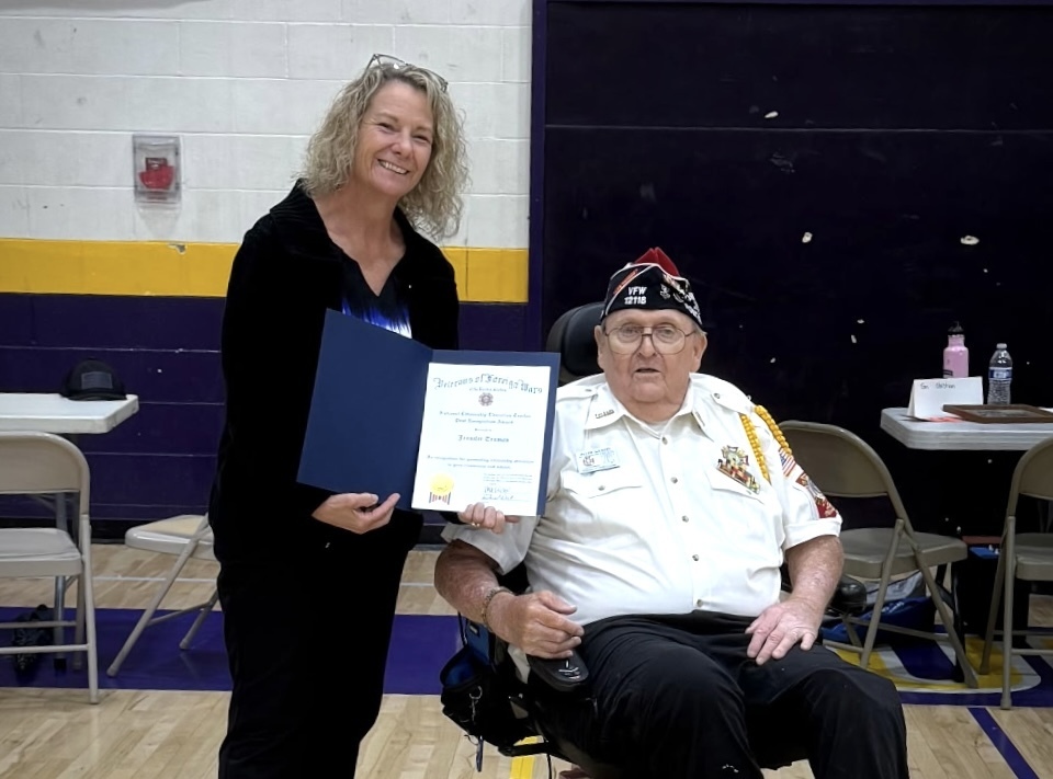 VFW Post 12118 presenting Ms. Truman with award