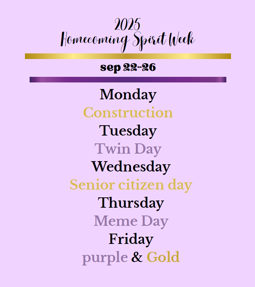 Fall HOCO 25 Spirt Week dressup days promo image
