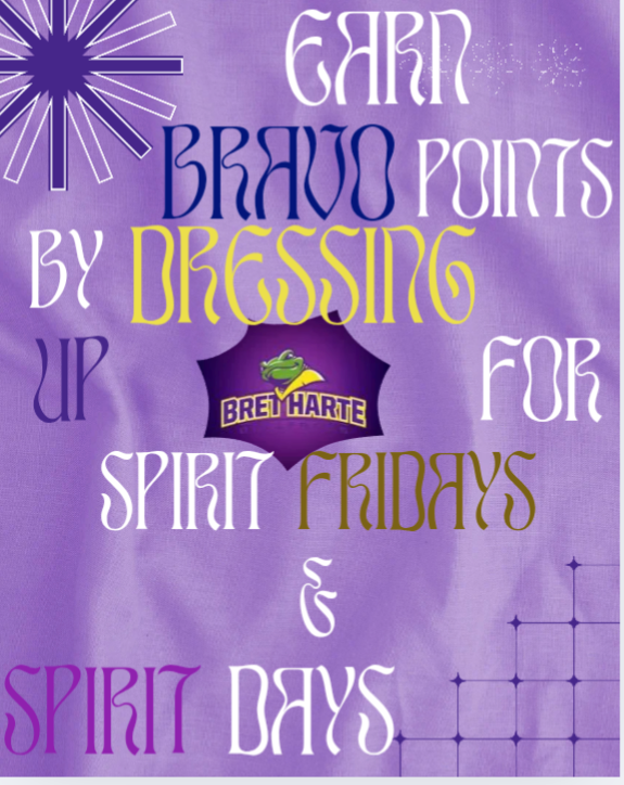 Bravo points earned by paricipating in spirit days promo image courtesy of Leadership