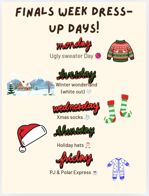 Winter Finals Week spirit days promo image