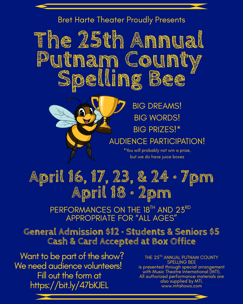 Drama's musical comedy, 25th annual Putnam County Spelling Bee, promo image
