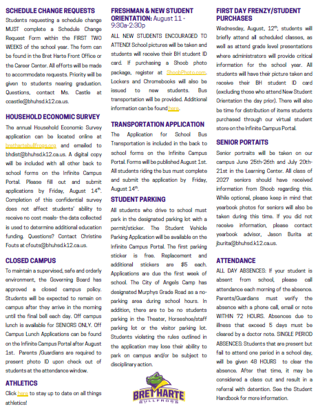 Page 2 of 2026-2027 Back to School Newsletter