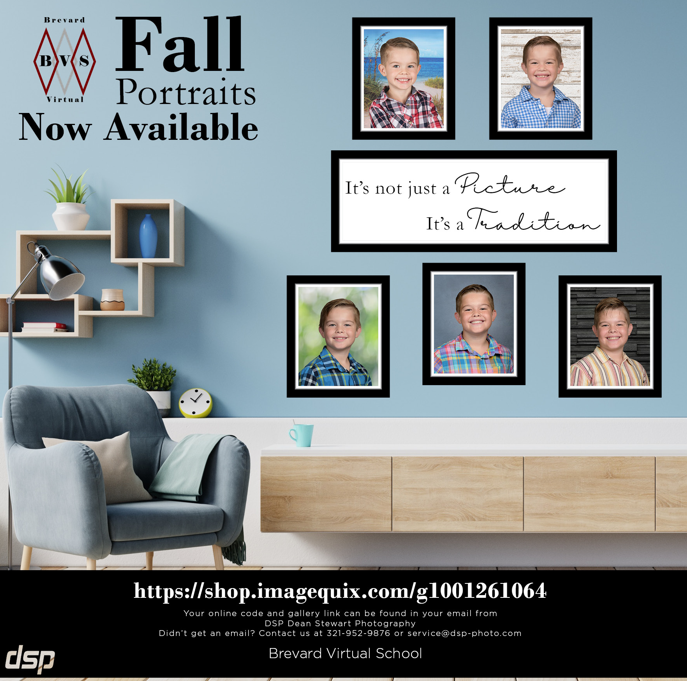 Fall Portraits and Winter Retake photos are now available for purchase until the end of the school year. Families should refer to the email they received from Dean Stewart Photography for their online code or they can contact Dean Stewart directly for assistance.