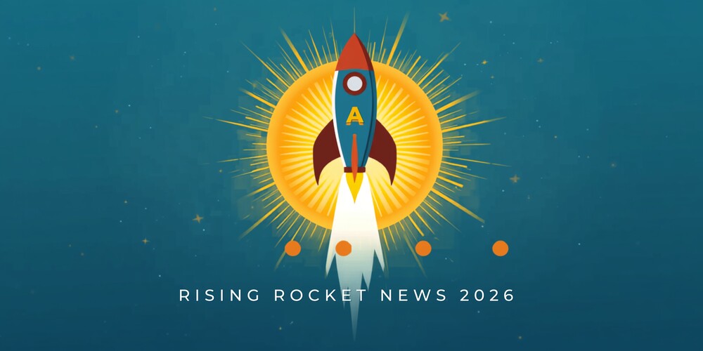 rocket with an A and the words rising rocket news 2026