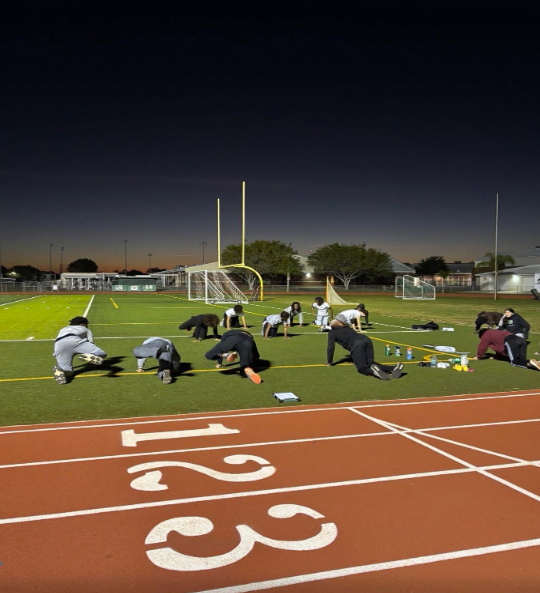 Chasing improvement: Track athletes do morning practices each morning as they work on speed and endurance, And technique in preparation for upcoming track meets. The practices take place at 6:00 am Monday through Friday and it includes warmups, running drills and conditioning exercises led by coaches. Athletes focus on pacing themselves and staying motivated as they move through each workout. Marvell Cunningham says, “The drills push me to become a better player. “ While Jenna Antaki shares, “Practice helps me see what I need to improve." Photo by Aubrianna Presley