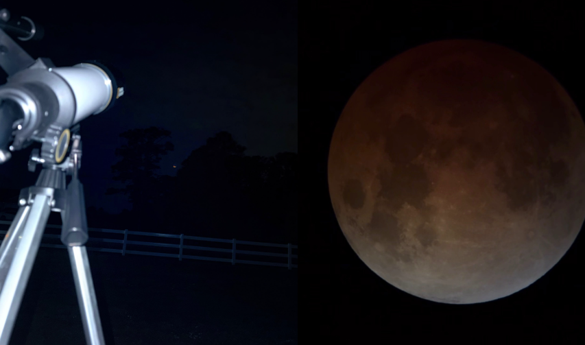 Captions:   The moon transforms into a deep, reddish hue as Earth's shadow envelops it during a total lunar eclipse. This stunning celestial display, a recurring event in the night sky, occurs when the sun, Earth, and moon align perfectly. Isaiah Lorentz, an 11th grader, shared his enthusiasm, noting, "It was fun like it was when I was little and learning about it," a sentiment amplified by his stepfather's work at NASA. Sofia Rodriguez, a 12th grader, further explained the spectacle: "Sun, Earth, moon make the moon a different color and bigger sometimes; it's at night." This alignment offered a unique opportunity to witness the interplay of our solar system's bodies.      BLOOD MOON: A telescope pointed toward the night sky as the blood moon lunar eclipse on March 3 appears low over the trees. During a lunar eclipse, the moon moved into Earth’s shadow, which temporarily changed its color to a reddish shade. “Lunar eclipses change the moon’s color, and they happen 2–3 times a year. Christopher Columbus also used his knowledge of an upcoming lunar eclipse to scare some of the natives,” said astronomy teacher Greg Stauffer. Photo by: Brooke Johnson
