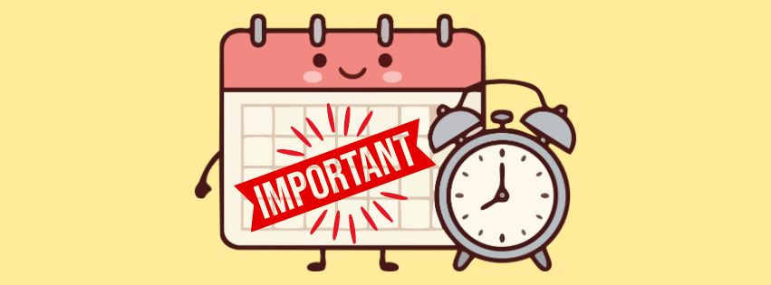 Calendar with a smiley face and banner that says,  "Important."