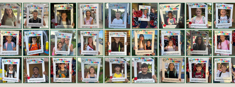 collage of children on their first day of school