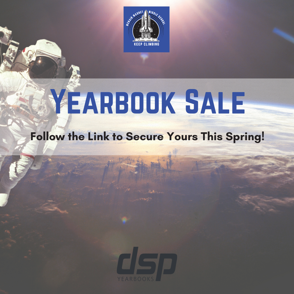 Astronaut with text reading "Yearbook Sale"