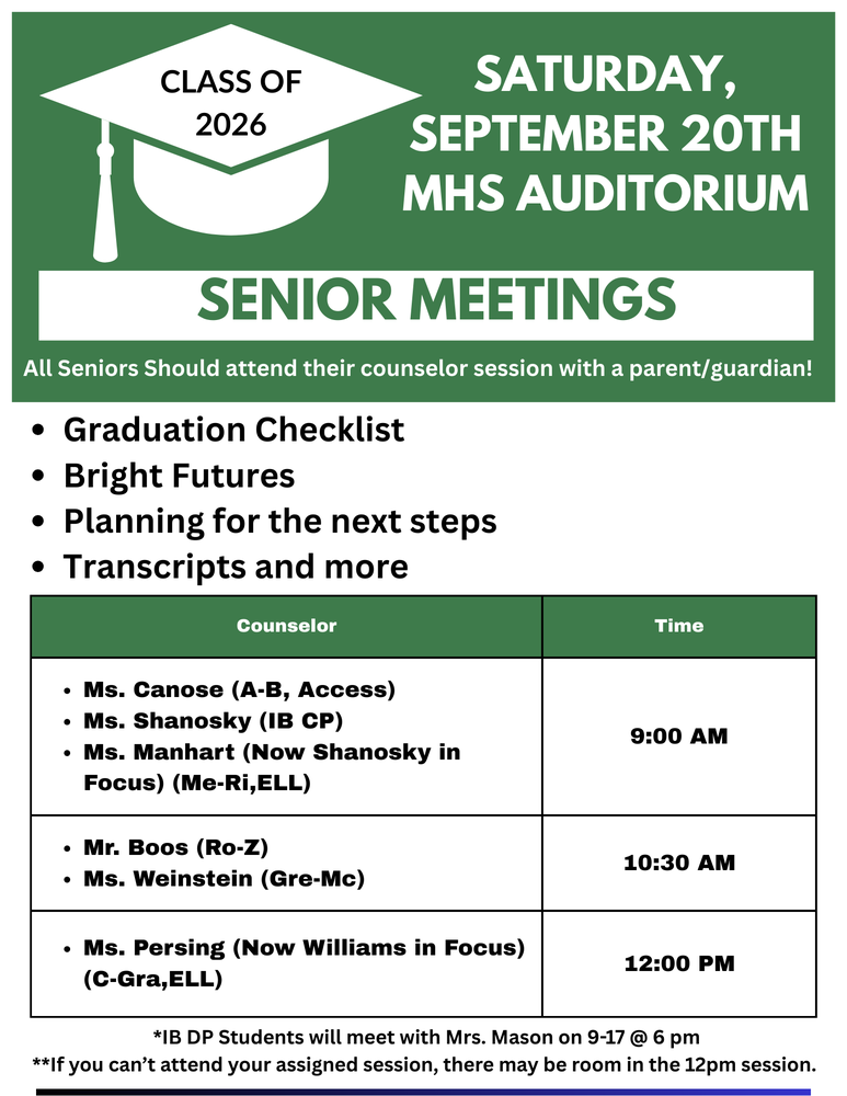 senior meeting schedule