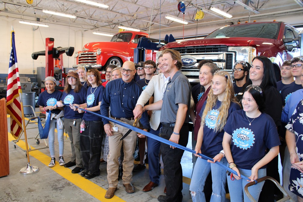 Students at Ribbon cutting for new Diesel Tech program at Eau Gallie High