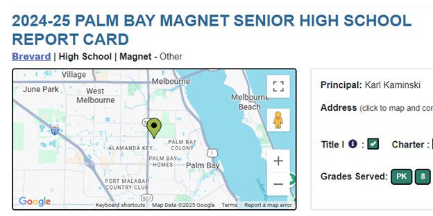 2024-25 Palm Bay Magnet Senior High School Report Card Information and Links in  English, Spanish, Portuguese and Creole