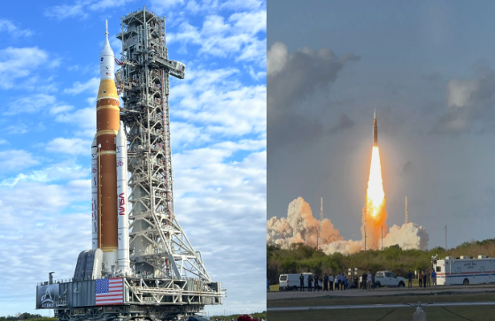 Caption 1: Mission to moom:A rocket soars into the atmosphere, leaving a trail of smoke and fire. The Artemis II mission, a monumental step in space exploration, launched from Kennedy Space Center in Florida on April 1, carrying a crew of four astronauts on a journey around the Moon. This launch signifies a crucial advancement in humanity's return to lunar exploration and future endeavors to Mars. When she saw the rocket and the images after, Carrie Friday said, “I thought that it was awesome, seeing them go up there and seeing the pictures showed how far humanity has gone.” Photo by Carrie Friday  Caption 2: BLAST OFF Standing tall on the launch pad, Artemis II prepares for liftoff as crowds gathered to witness the historic moment. “I believe that space exploration is important for human improvement. I really wanted to be an astronaut when I was younger, and when I saw the rocket it filled a little hole in younger me’s heart,” said Peyton Dodge, 9th grade. Photo by: Carrie Friday