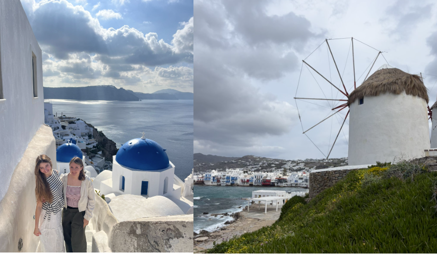 Caption 1:     Beautiful Greece: Junior Isabella Zervigon and her classmate are standing in front of and enjoying the bright Greek scenery. The IB program was able to visit Greece this past Spring break and was able to tour it. They learned more about the culture and history of Greece, particularly in landmarks such as this. This spot in particular was just one of many bright and unique locations they were able to visit on their trip.Photo By: Izabella Zervigon  Caption 2:     Travel Time: During Spring Break, Junior Lauren Deacon and the IB program visit Greece seeing many sights and historic places. This trip was an opportunity for students to broaden their perspectives and experience different cultures. “We went on multiple tours of ruins and different Greek islands,” Deacon said. Photo by: Lauren Deacon. 