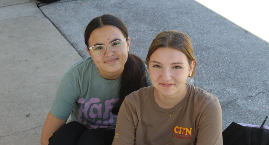 Enjoying Electives: Jillian Kehayias and her friend sit together for lunch after Jillian having spoken about her electives from this year and for the next. Kehayias has a few prospects for next year, she was an avid Chorus student and plans on taking it again. “I’ll take Chorus and Journalism next year”, said Kehayias. Kehayias, like many other students, had plans for after high school and hope that these electives coming will help them in pursuit of them. Photo By: Aiden Kehayias