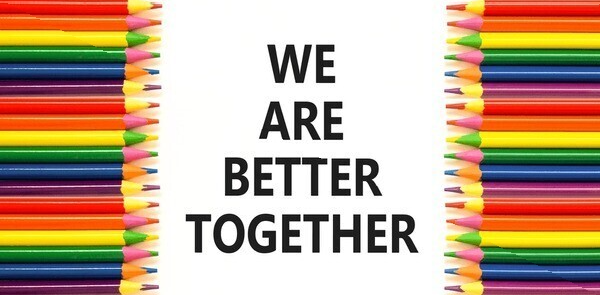 We Are Better Together theme photo with colored pencils