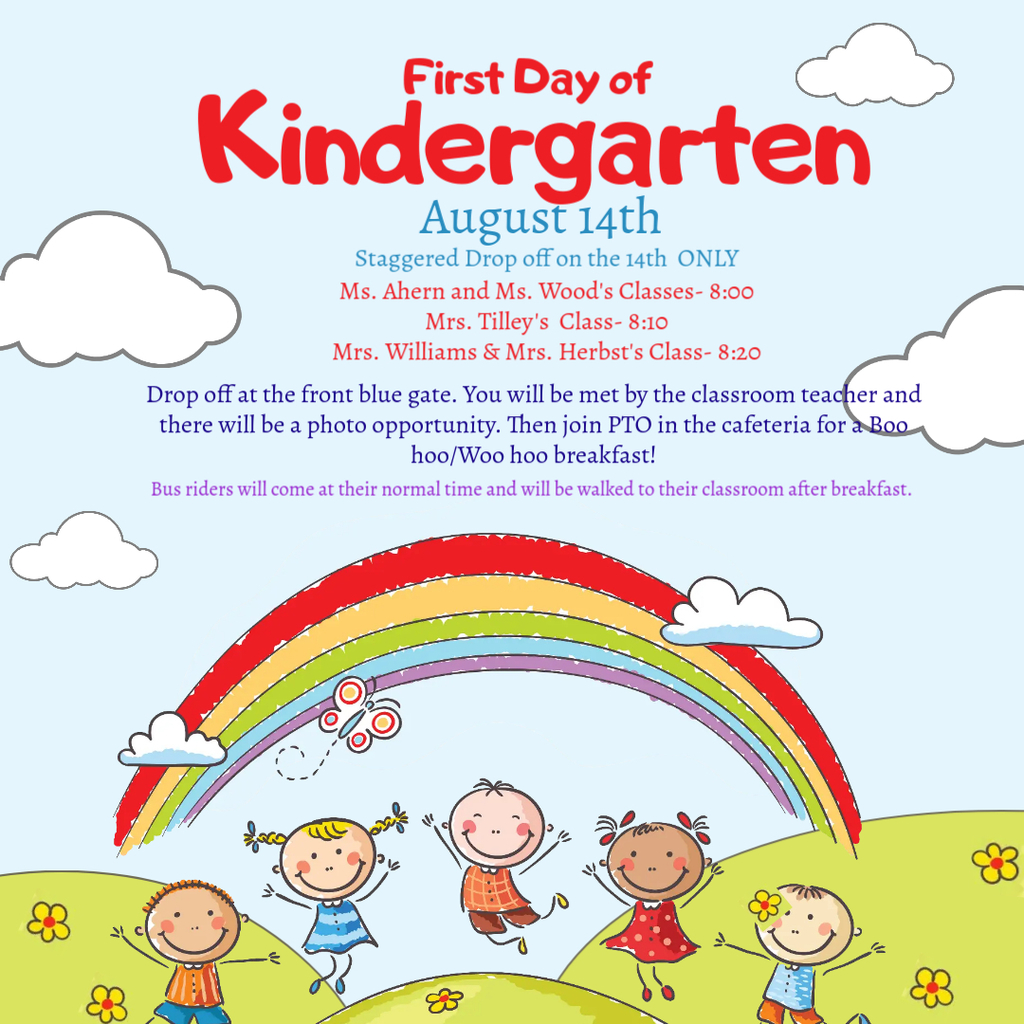First day of Kindergarten information