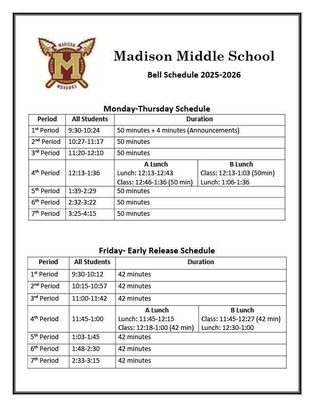 25 -26 Bell Schedule