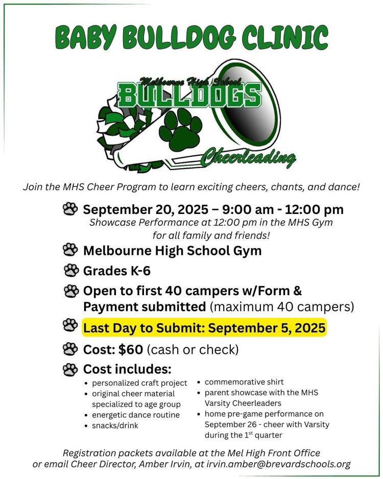 baby Bulldog cheer clinic 