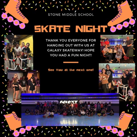 images of students and families from skate night. words of thanks
