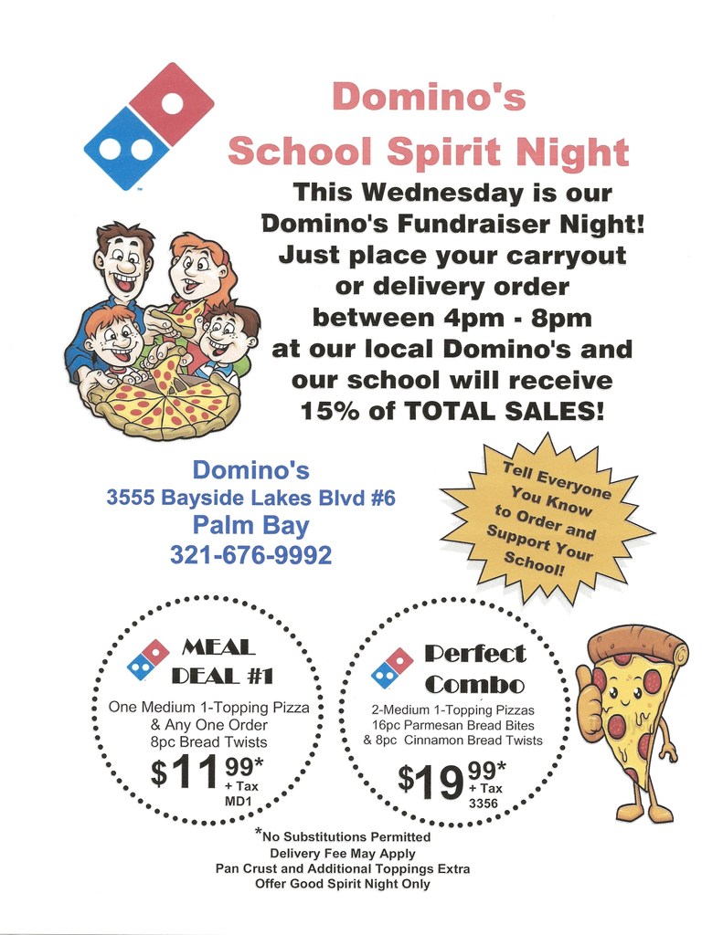  Dominoe's Spirit Night flyer.
