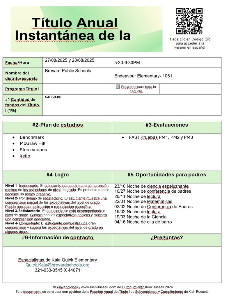 Espanol Título Anual Instantánea de la