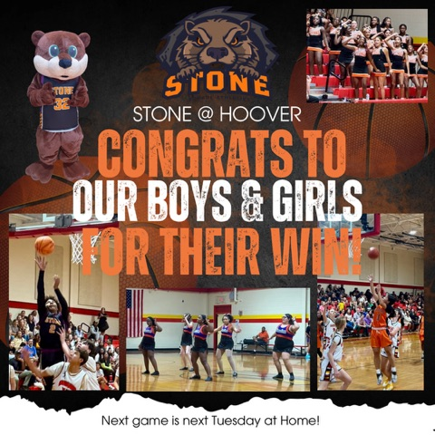 pictures of the basketball team, mascot from the Hoover game, which both girls and boys want
